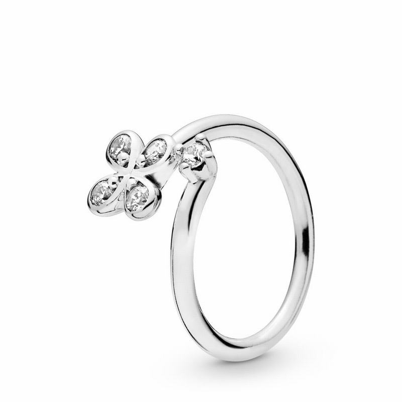 Pandora Four-Petal Flowers Twisted Stackable Ring Silver Egypt KD1634597